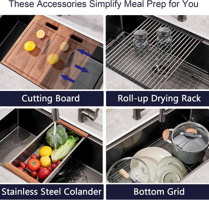 33 Gunmetal Undermount Kitchen Sink