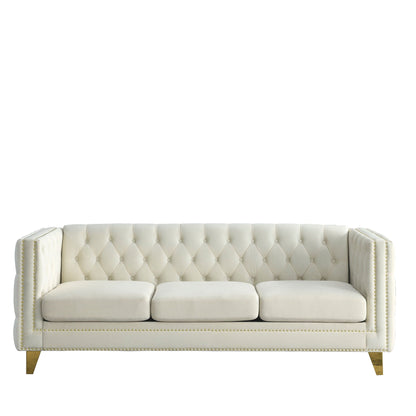 Modern Sofa With Button Tufting, Upholstered Couch For Living Room
