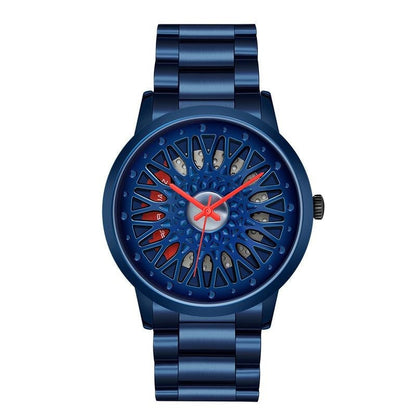 Hollowed-out Wheel Watch Waterproof Steel Band Business Style For Teenagers