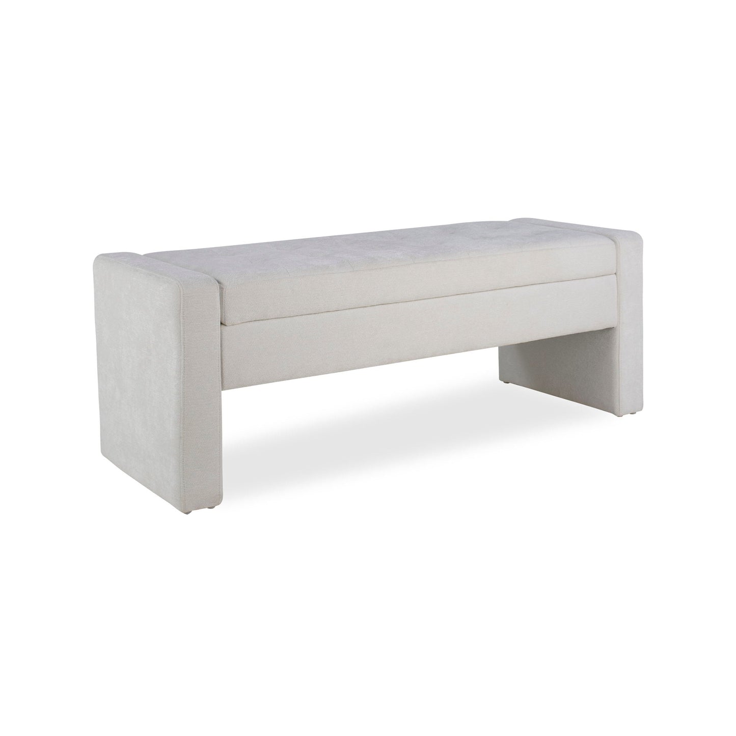 Upholstered Storage Bench With Tufted Seat, Ottoman For Living Room - White
