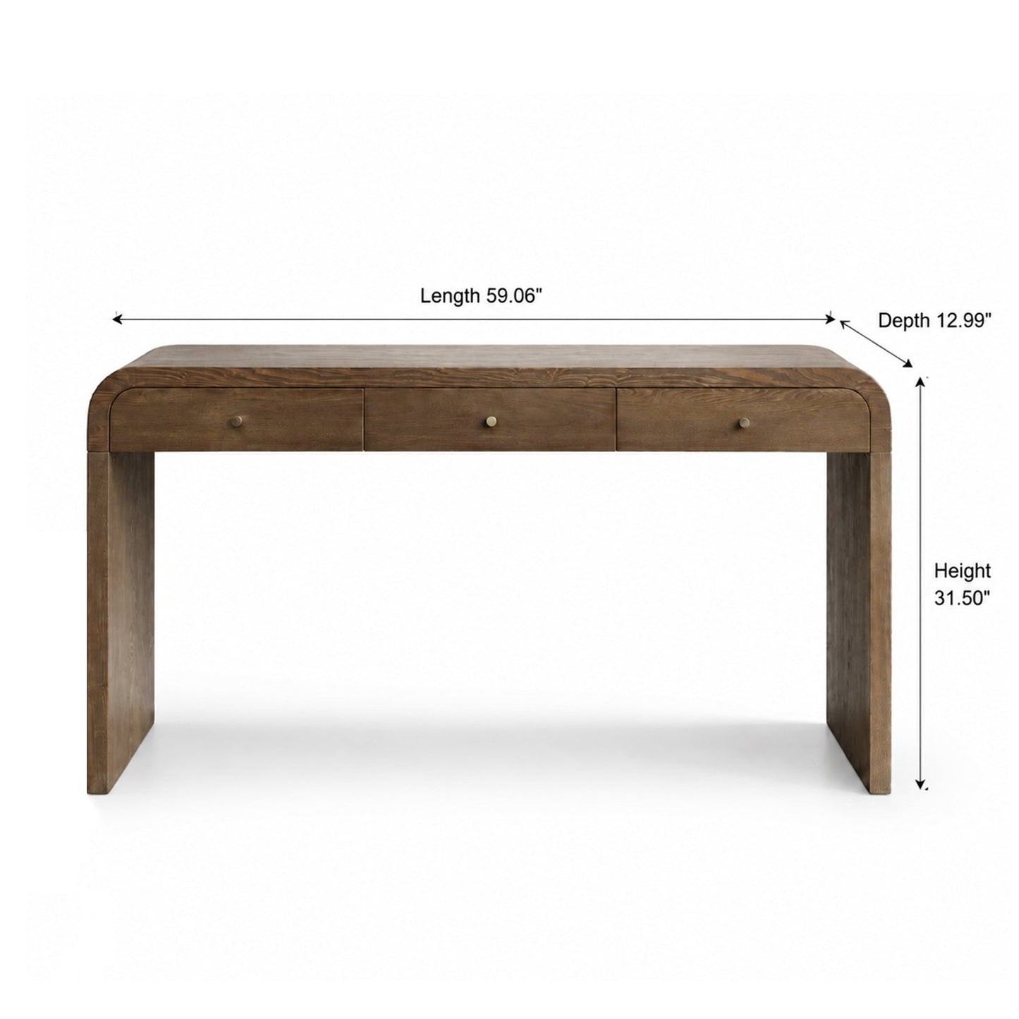 Dark Table with 3-Drawer Storage
