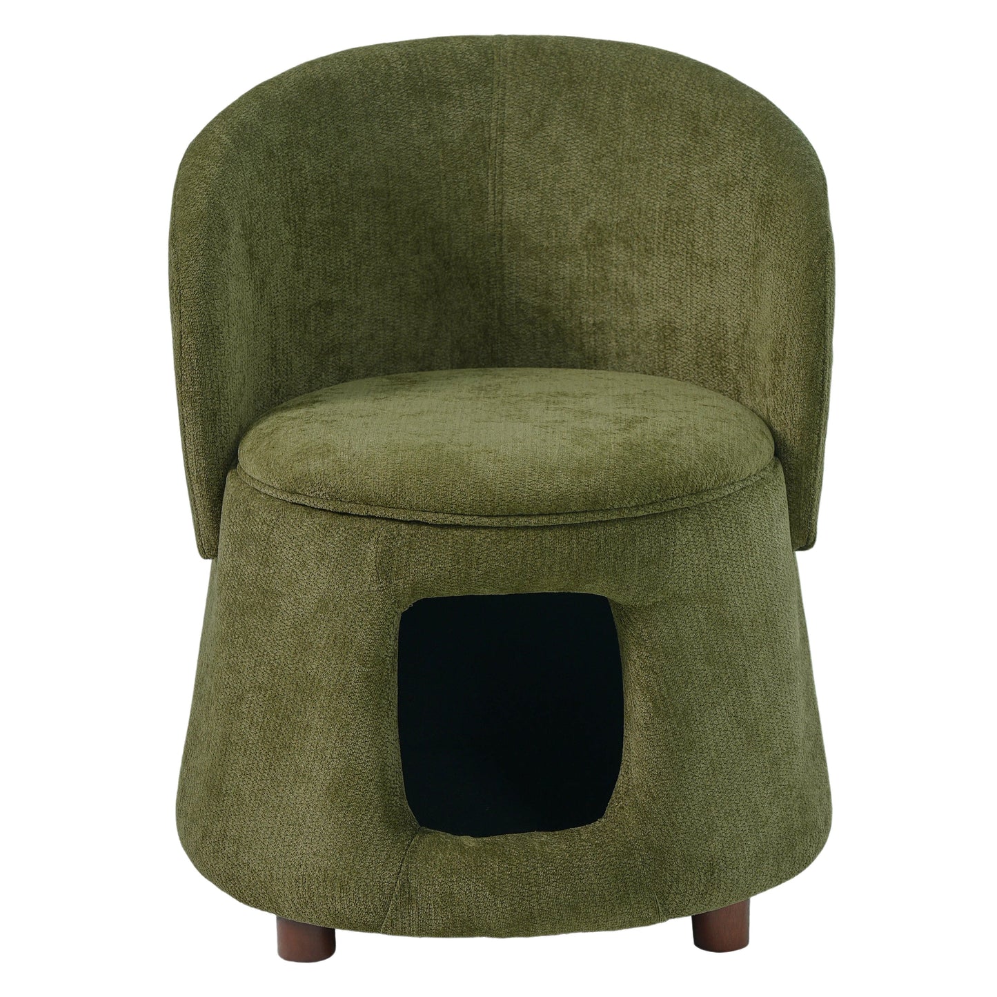 Green Pet Friendly Chair with Hidden Pet Nook and Convertible Stool