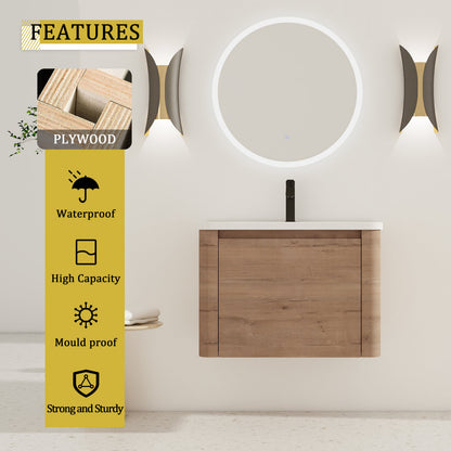 28'' Wall-Mounted Bathroom Vanity with Ceramic Sink