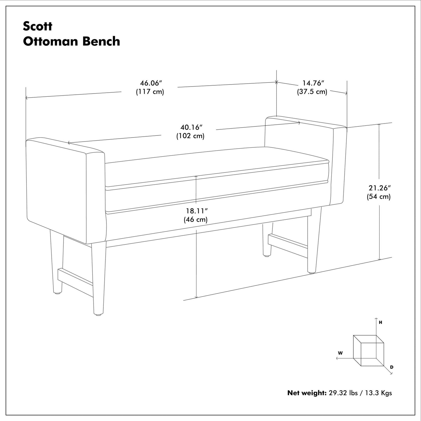 Scott - Upholstered Ottoman Bench