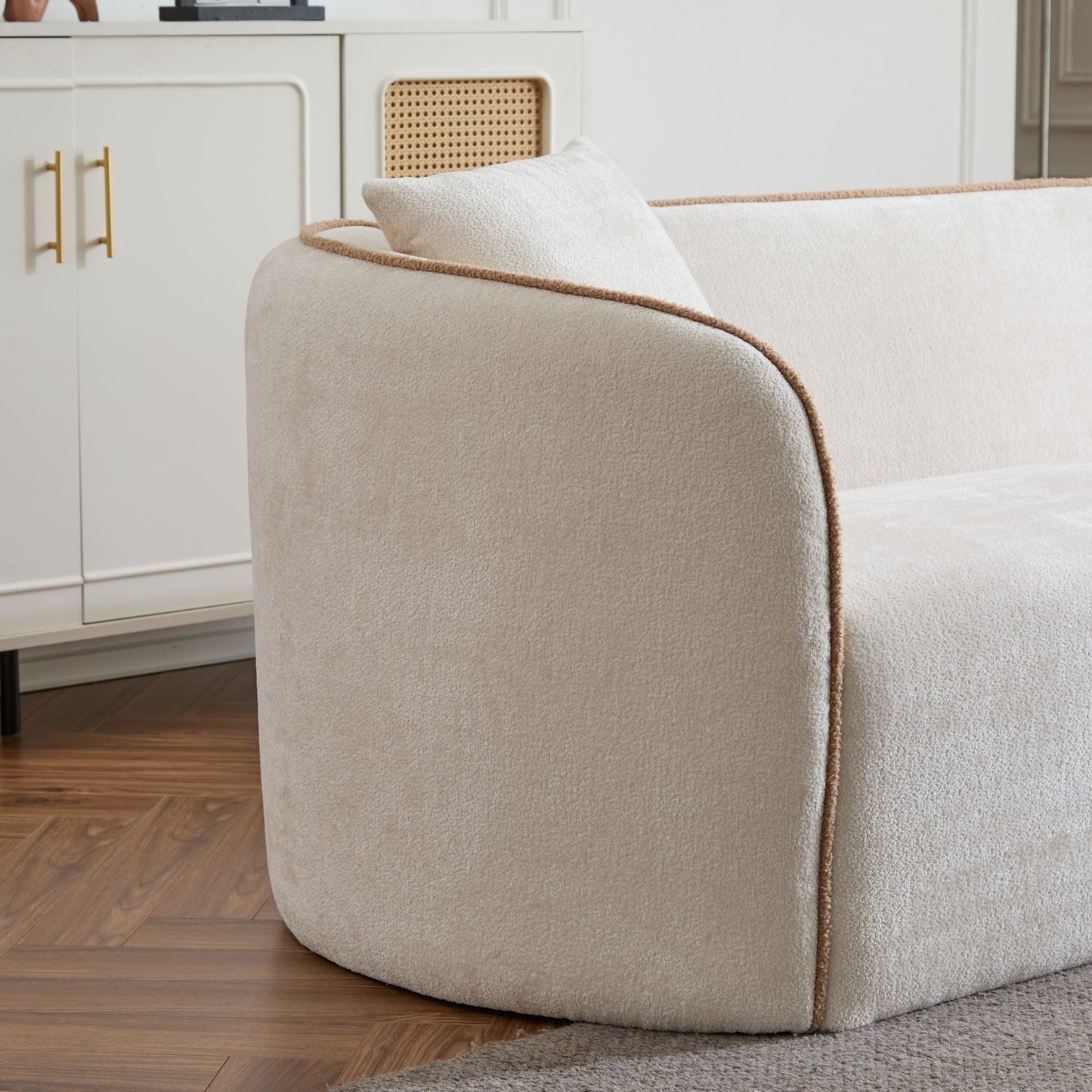 Coral 82" Curved Boucle Sofa, 3-Seater