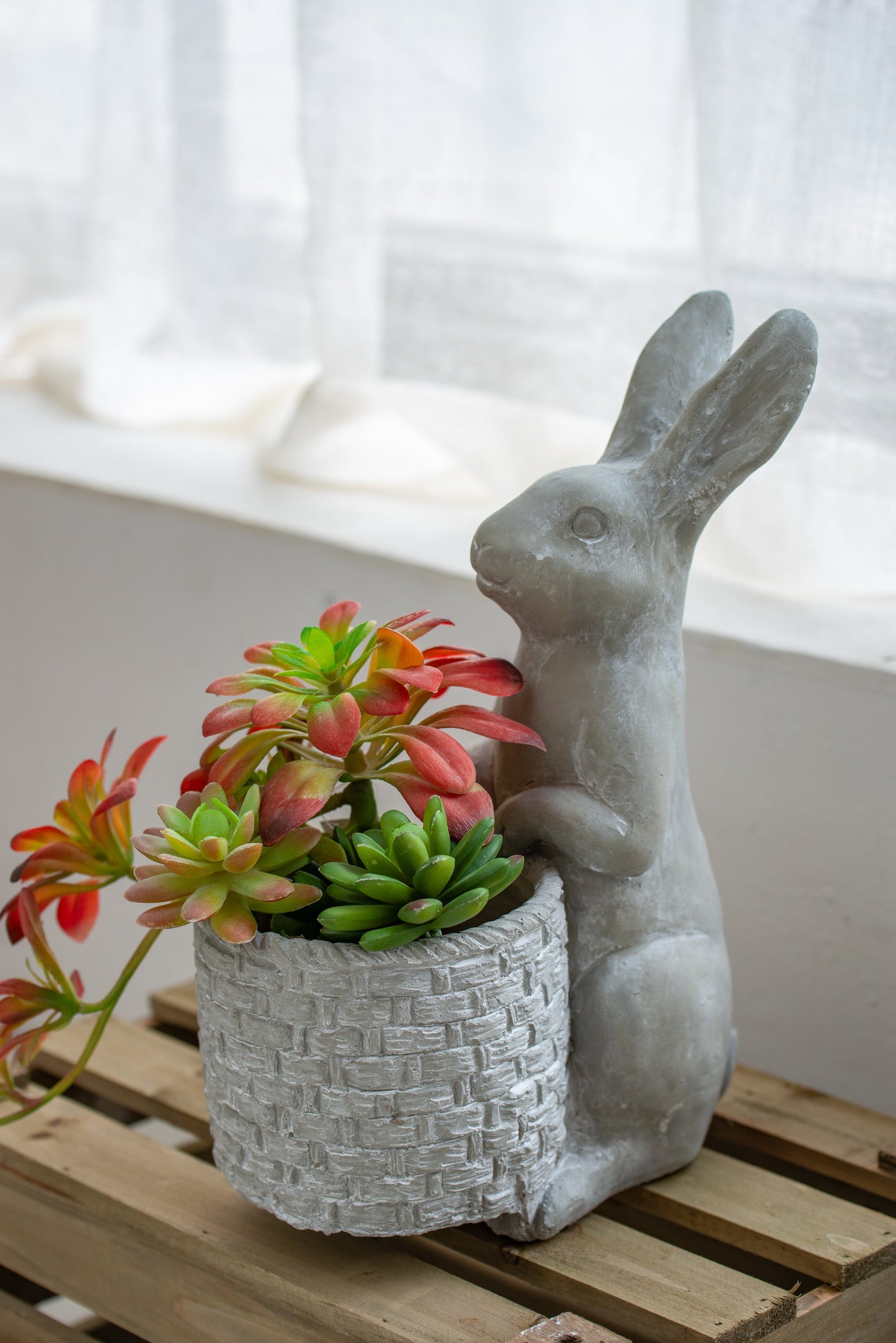 Meridian Trade Co Decorative Cement Rabbit Planter