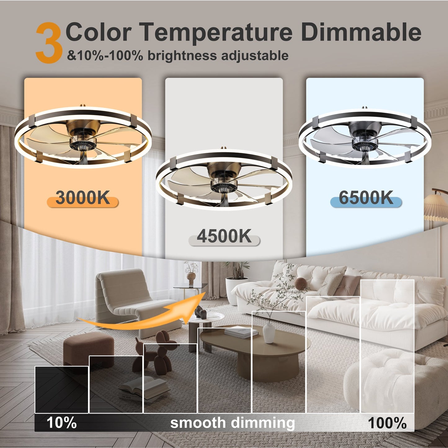 23.6'' LED Ceiling Fan Light with Remote and DC Motor