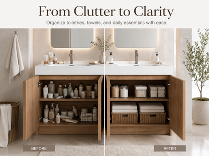 60" Freestanding Bathroom Vanity With Dual Resin Sink