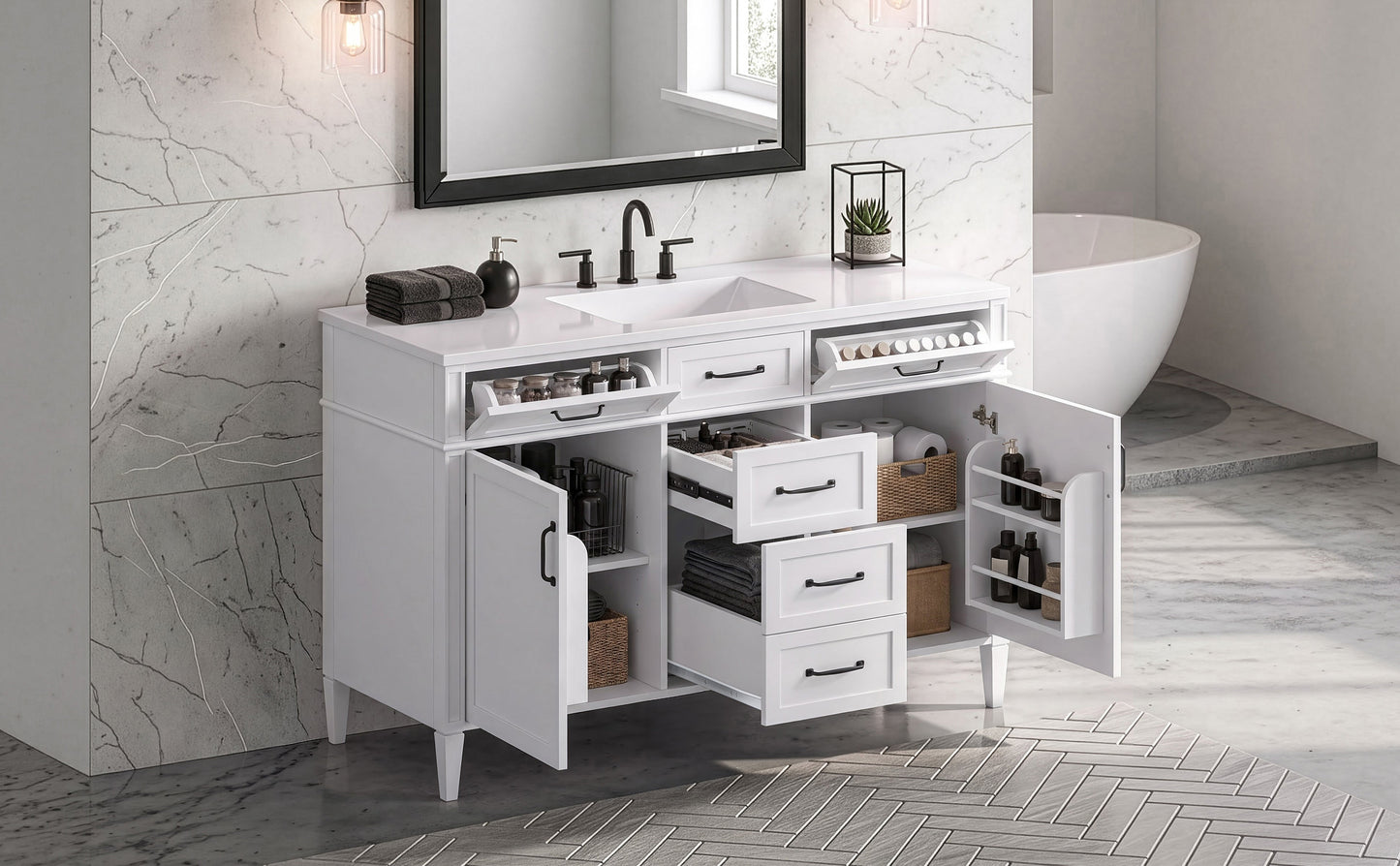 48 Inch Bathroom Vanity with Composite Sink Top