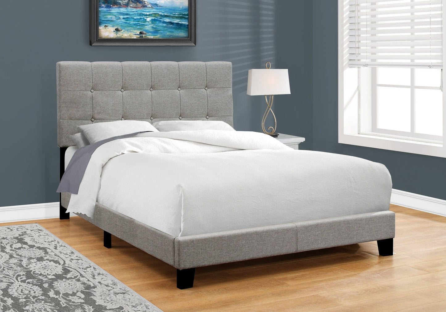 Transitional Upholstered Bed Frame