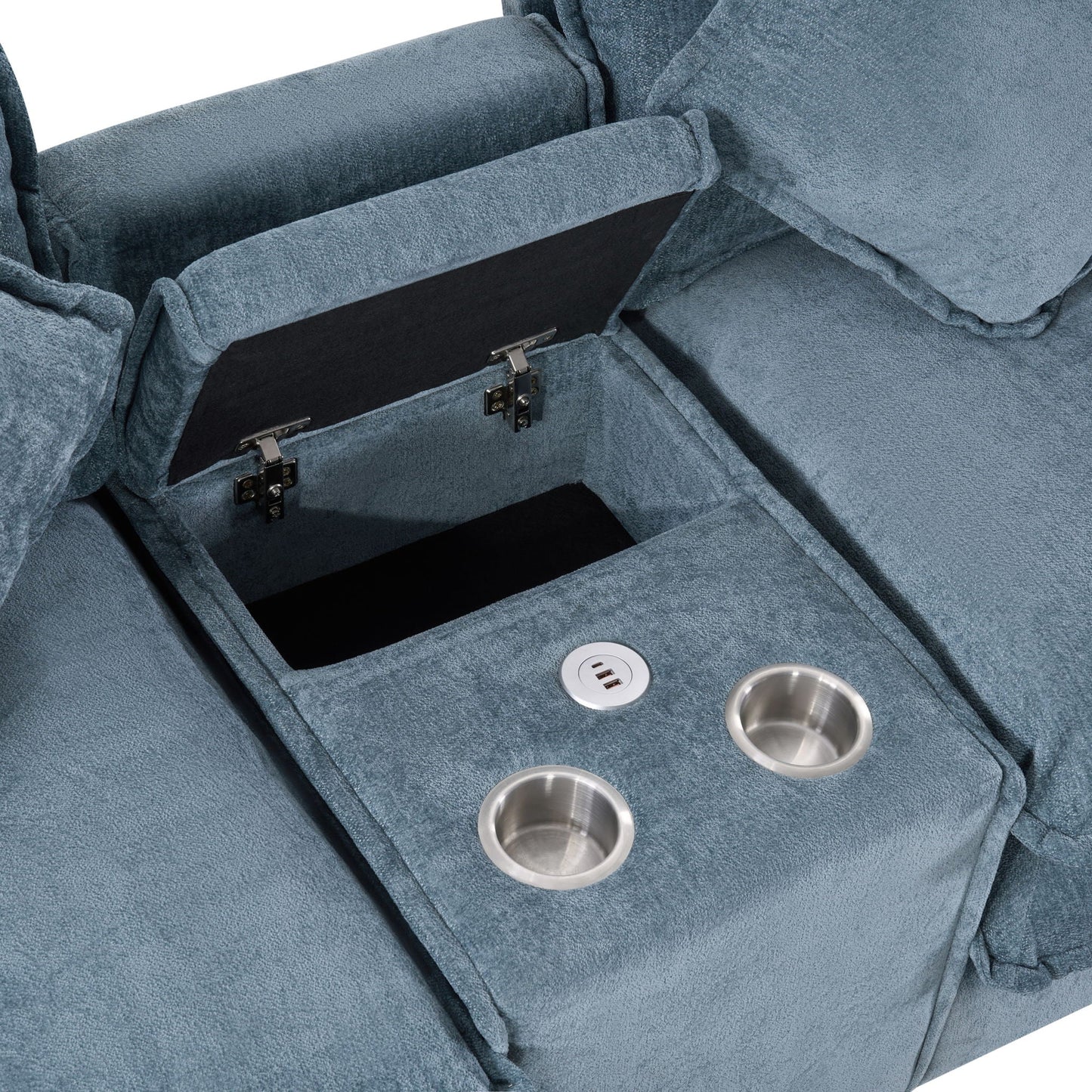 Modern Sectional Sofa With Removable Ottomans, USB Ports