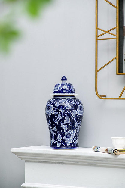9.5x9.5x18" Porcelain Decorative Ginger Jar