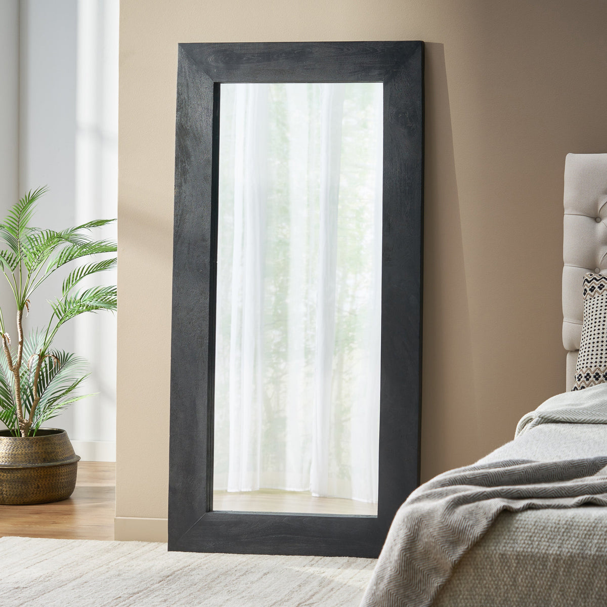 Rustic Mango Wood Full Length Standing Mirror