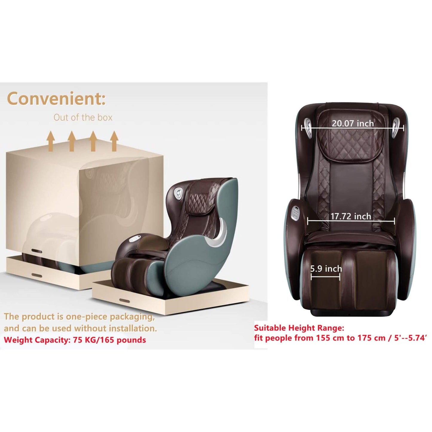 Airvana Luxe SL-Track Full-Body Zero-Gravity Massage Chair Recliner With Shiatsu & Bluetooth Speaker [GR8526] (SAK57394)