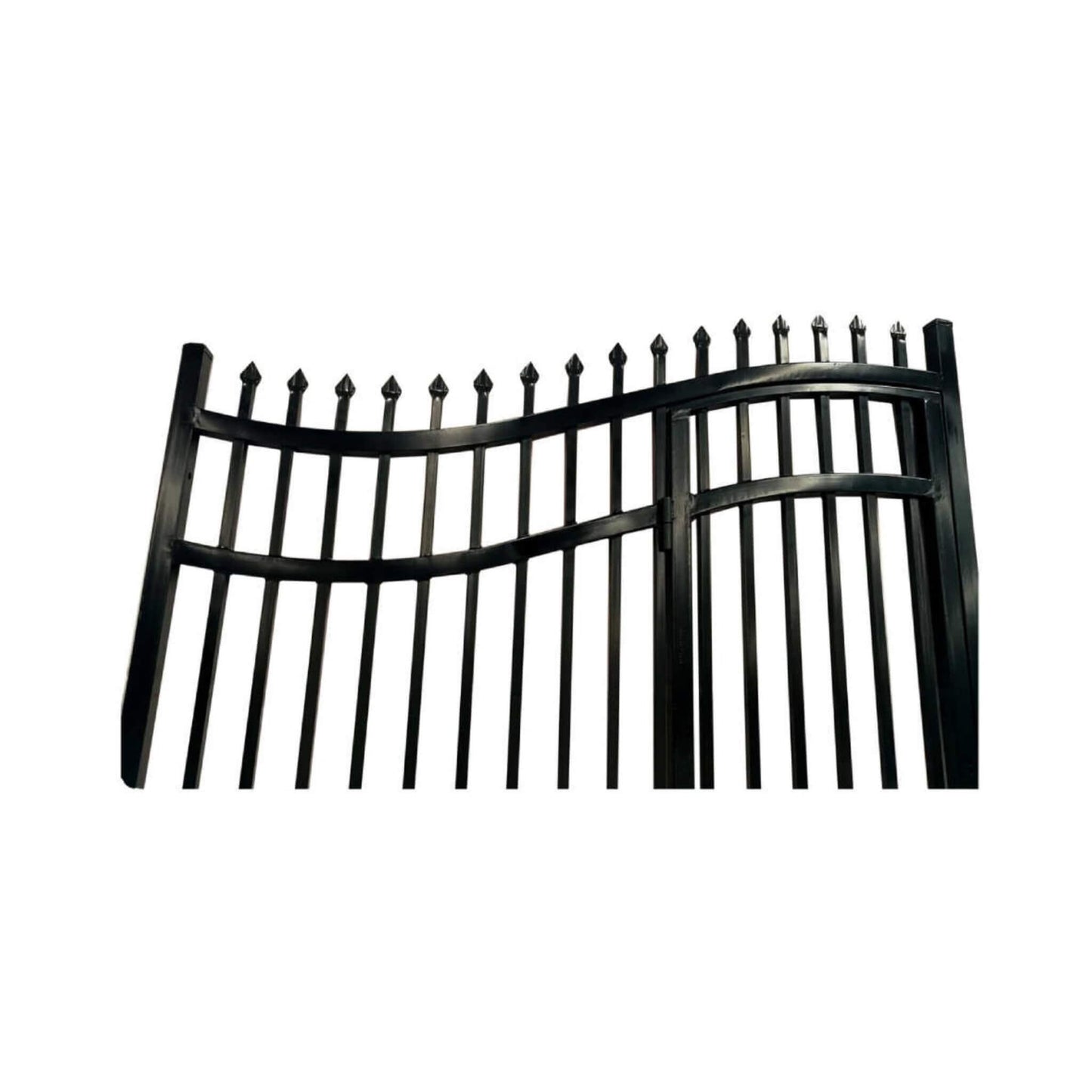 [12-18FT] Heavy-Duty Vienna-Style Steel Dual-Swing Driveway Gate With Built-In Pedestrian Door (SAK75103)