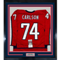 Framed Autographed/Signed John Carlson 35x39 Washington Red Hockey Jersey JSA COA
