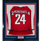 Framed Autographed/Signed Connor McMichael 35x39 Washington Red Hockey Jersey Beckett BAS COA
