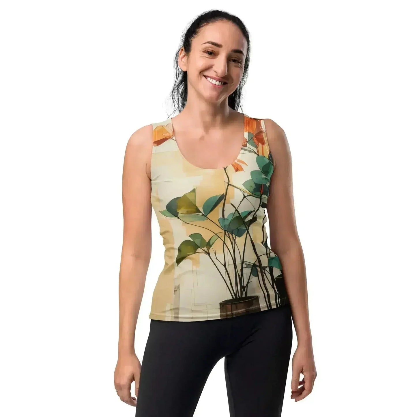 Women's Stretch Fit Tank Top - Rustic Botanical Plants