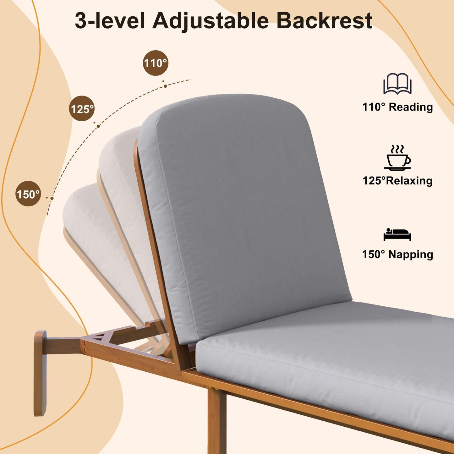 Alora Adjustable Outdoor Chaise Lounge With Reclining Backrest (SAK04689)