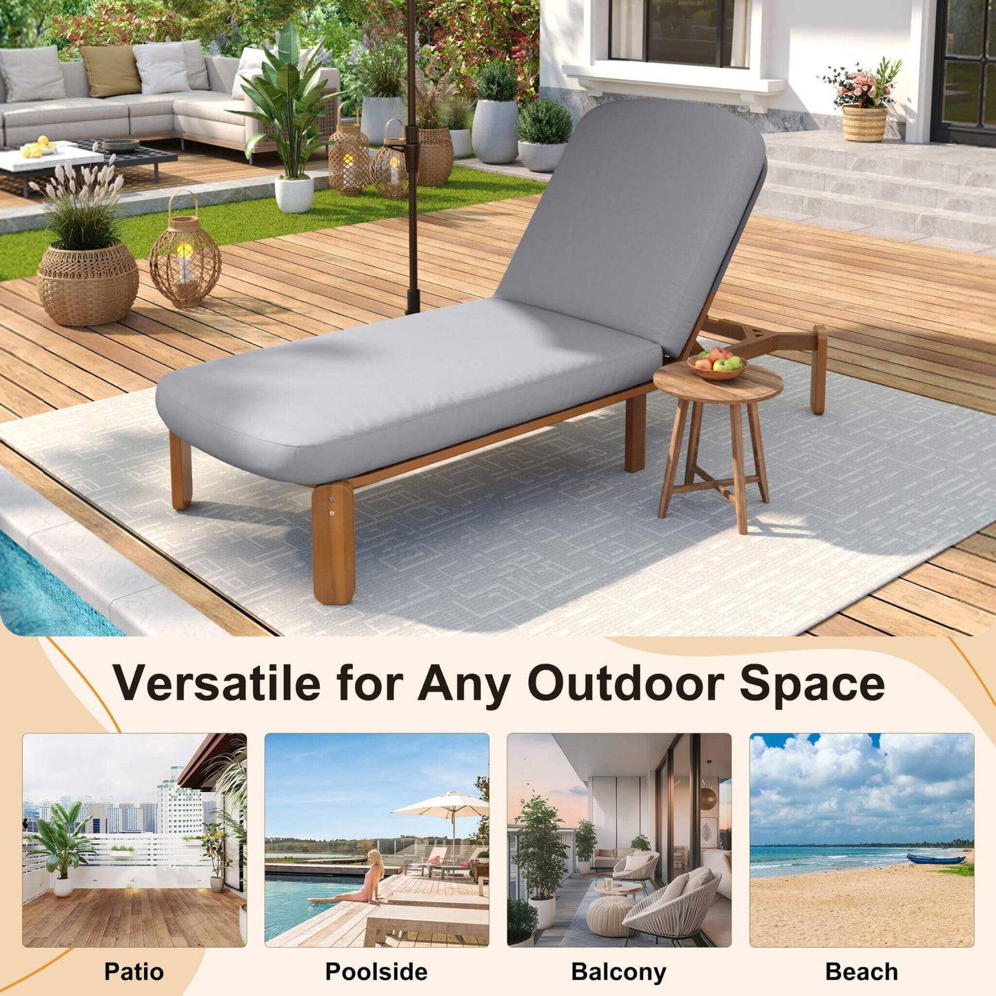 Alora Adjustable Outdoor Chaise Lounge With Reclining Backrest (SAK04689)