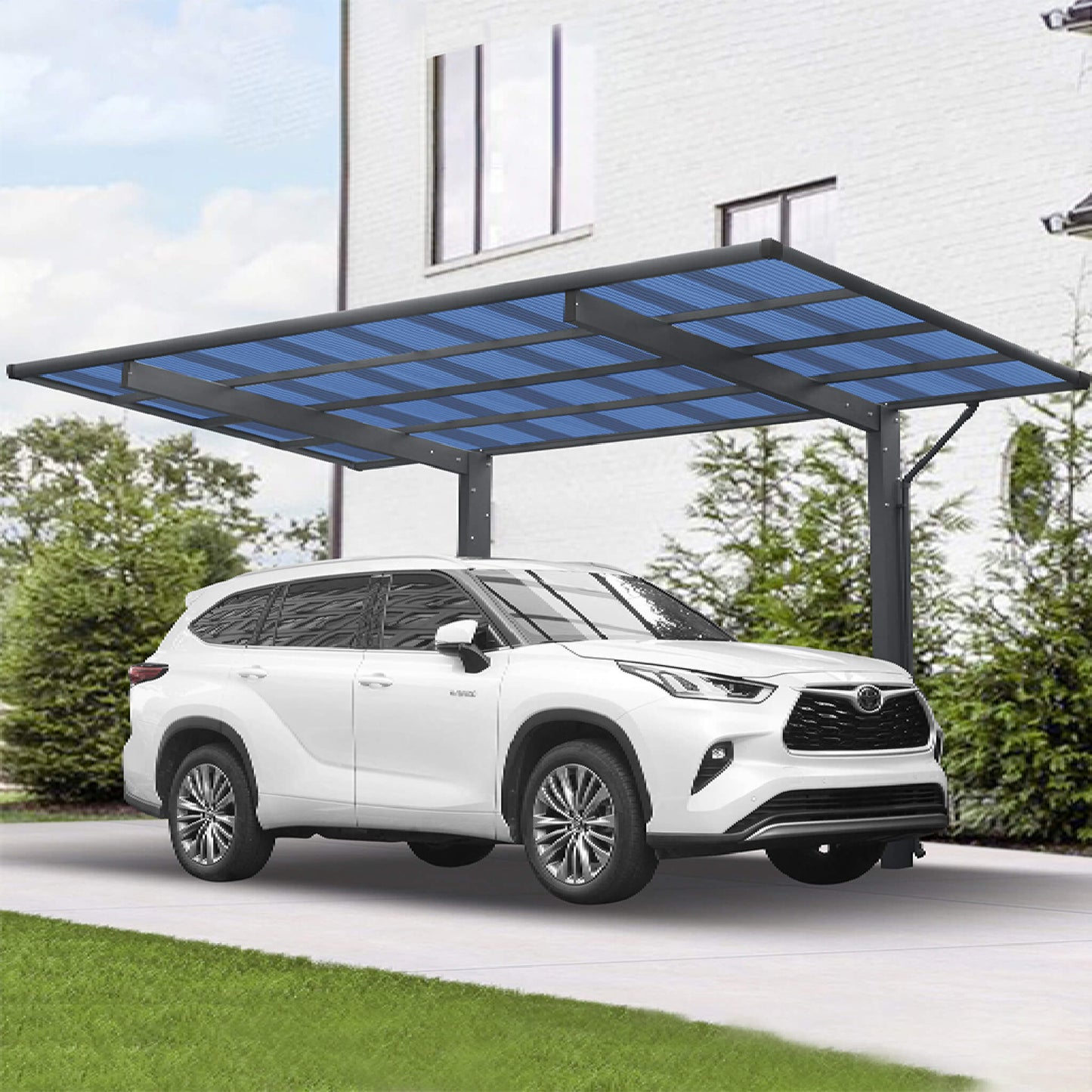 [10X17FT] Alora Extra-Large Heavy-Duty Outdoor Aluminum Single Side Carport With Galvanized Metal Roof (SAK31279)