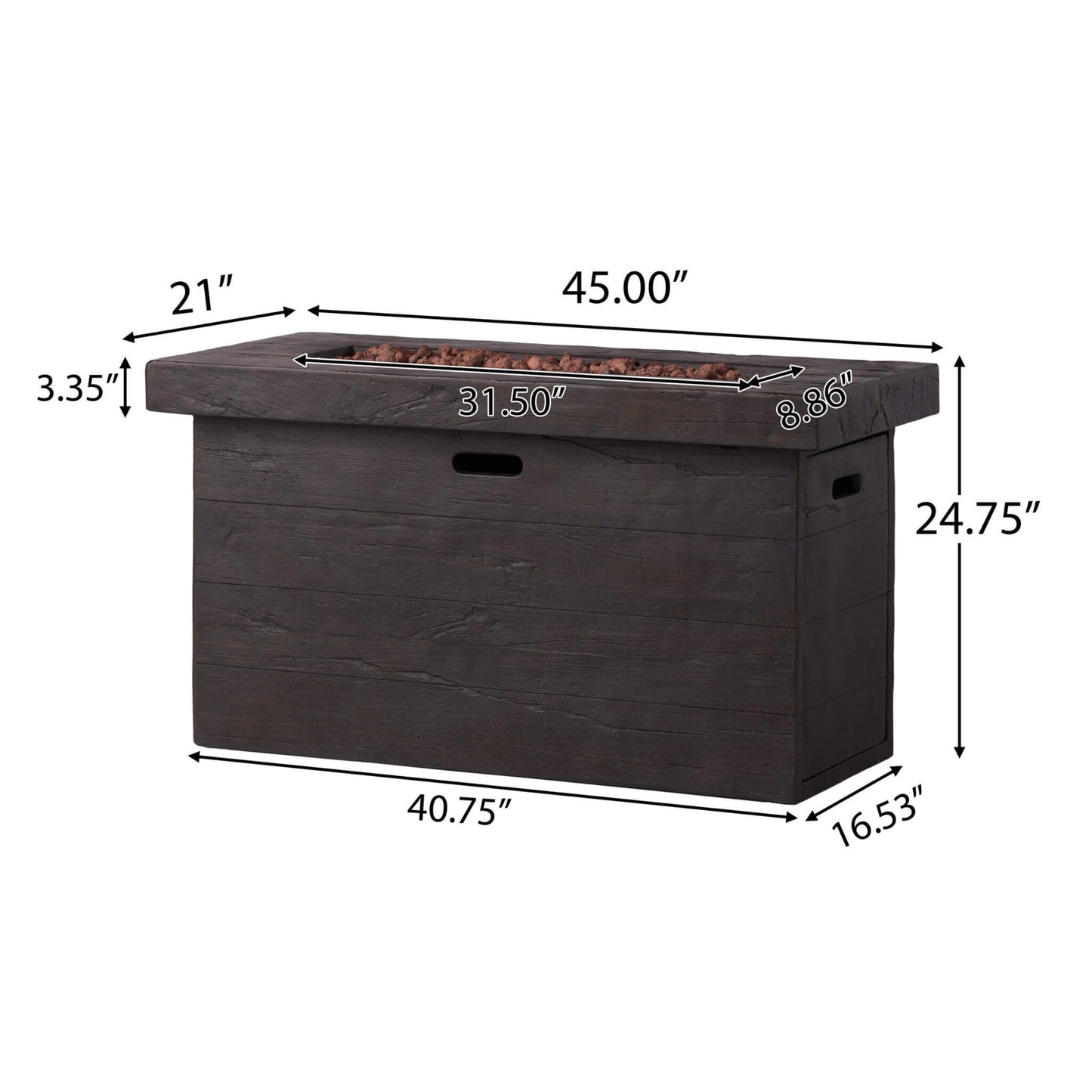 Alora Luxury 45-Inch 50K BTU Rectangular MGO LP Fire Pit (SAK63874)