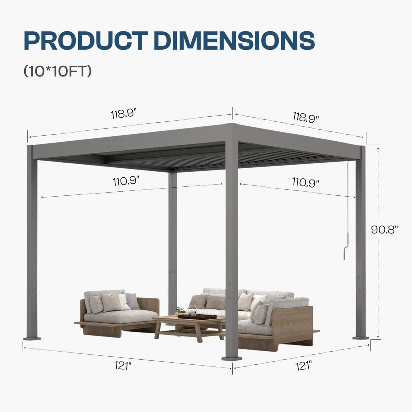 Alora Aluminum Louvered Pergola Kit With Adjustable Roof & Drainage (SAK94316)