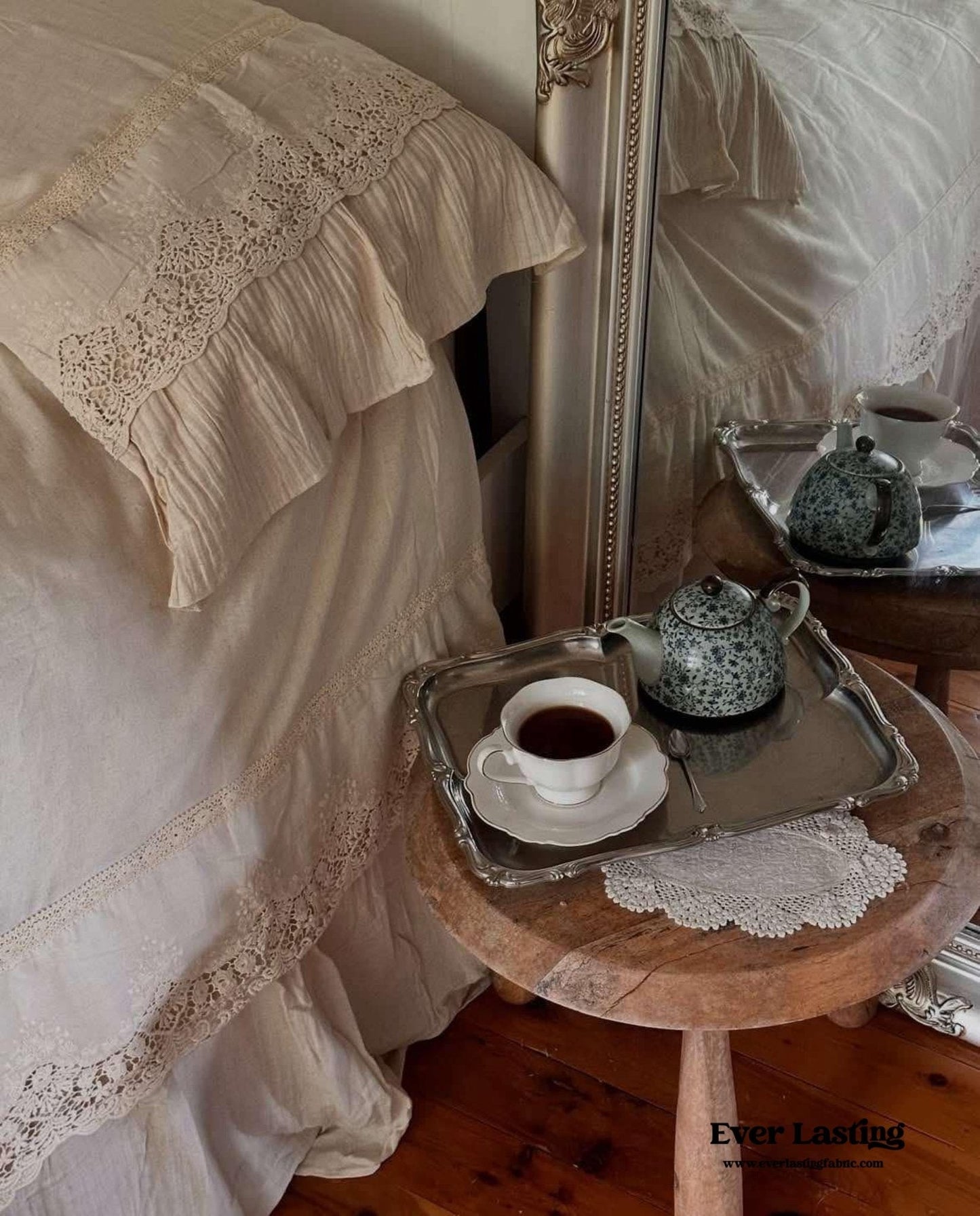 Amelie Lace Embroidered Linen Cotton Bedding Set