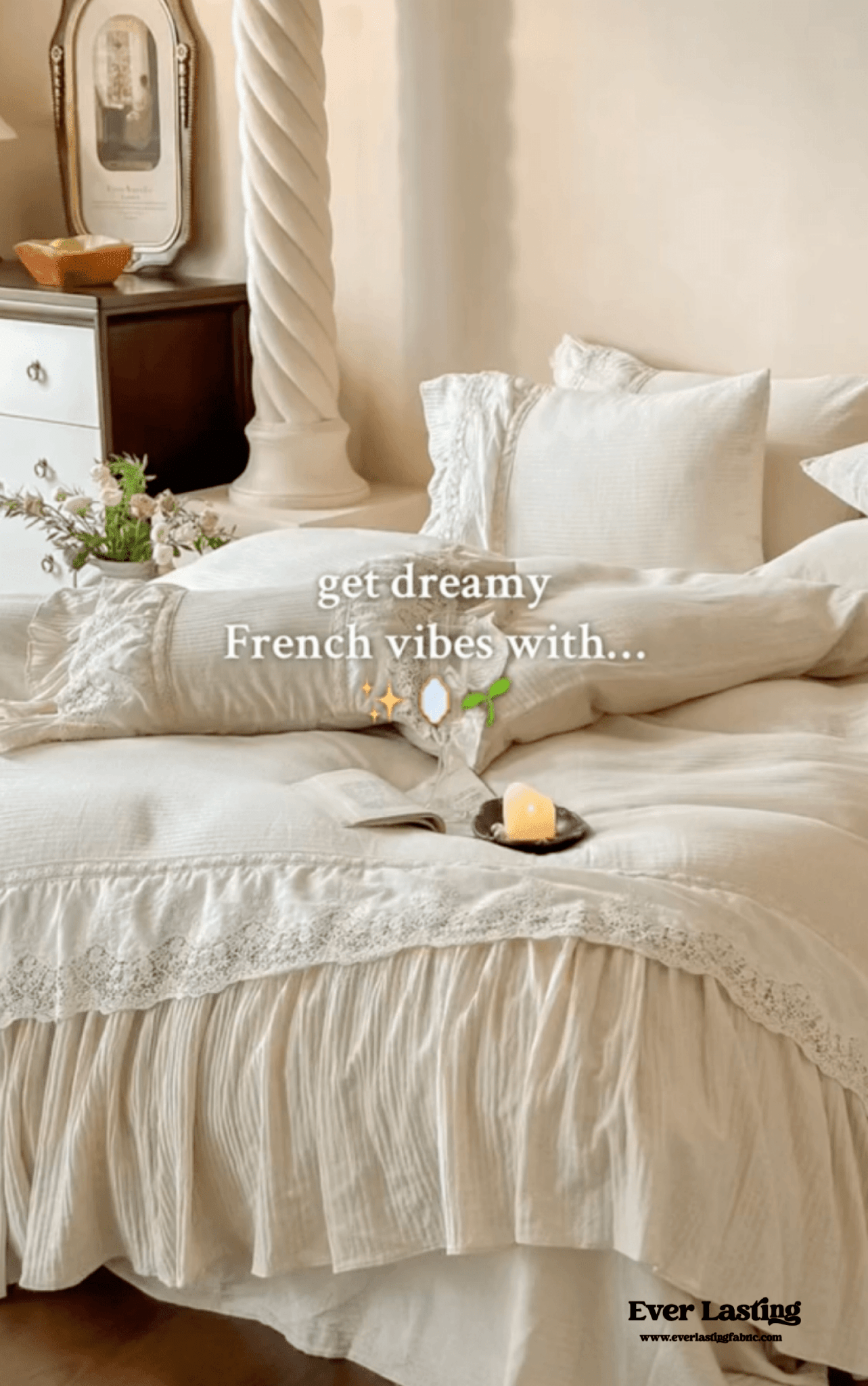 Amelie Lace Embroidered Linen Cotton Bedding Set