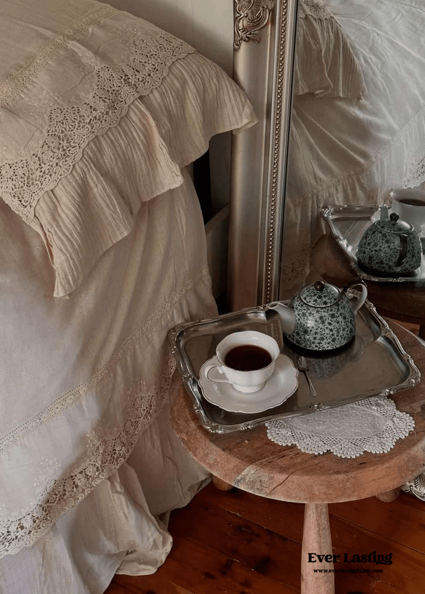 Amelie Lace Embroidered Linen Cotton Bedding Set