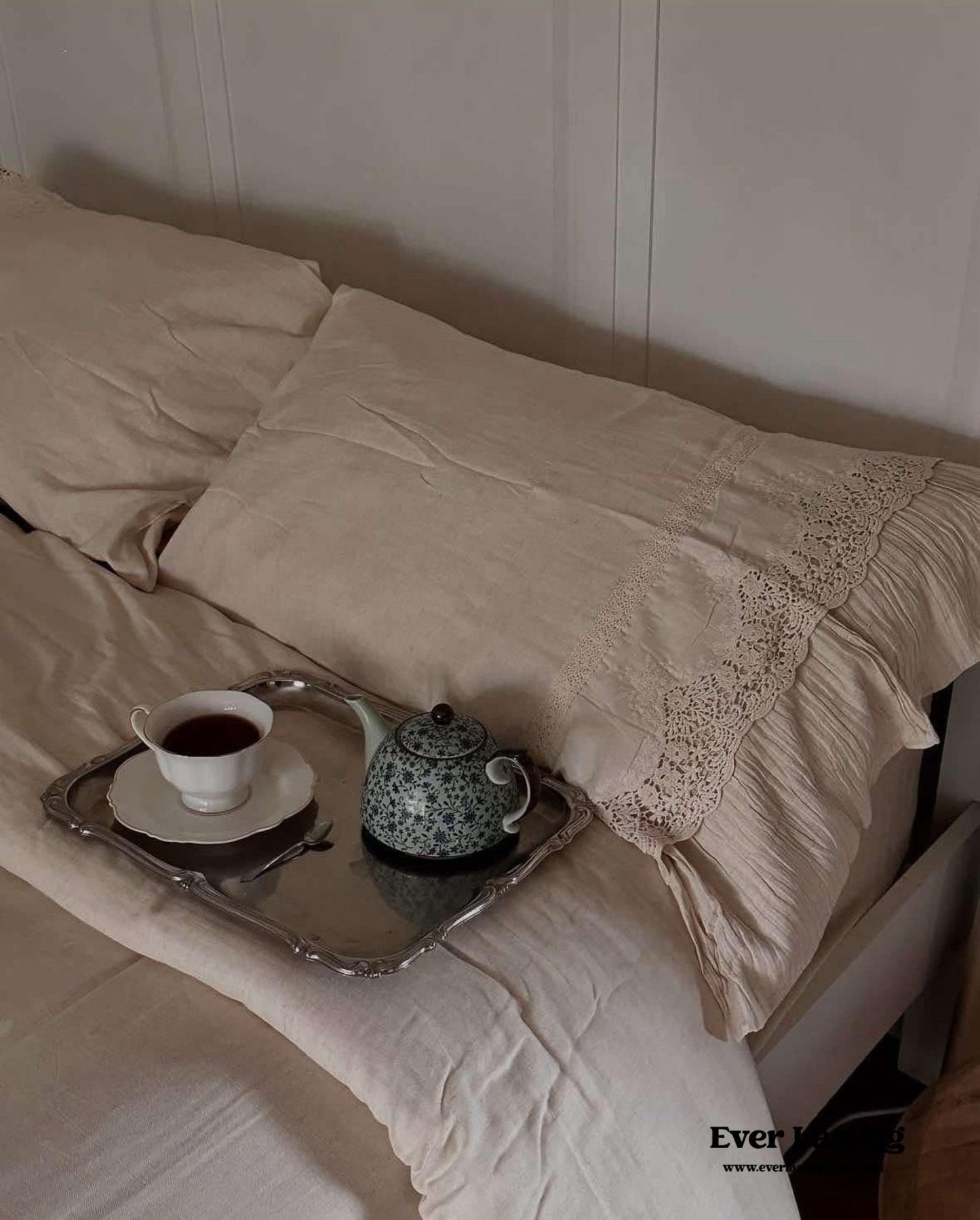 Amelie Lace Embroidered Linen Cotton Bedding Set