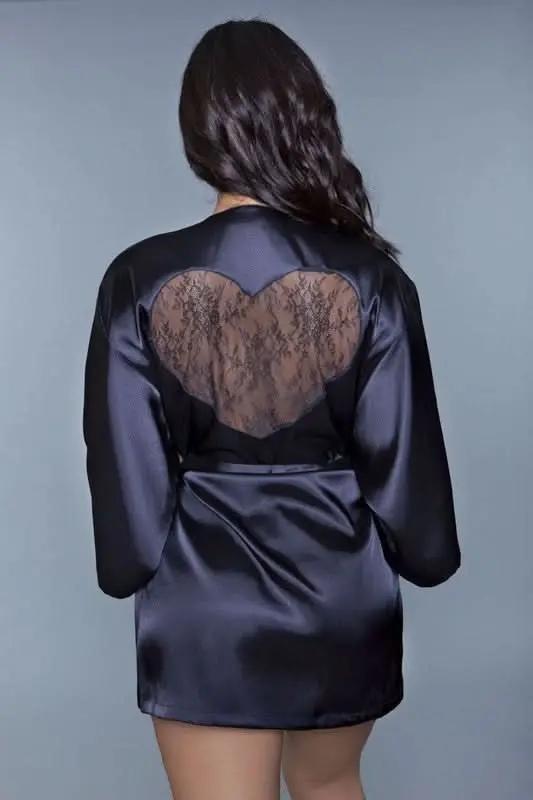 Women's Robe Robe - Long Sleeve Lace Detail - Elegant Boudoir Lingerie
