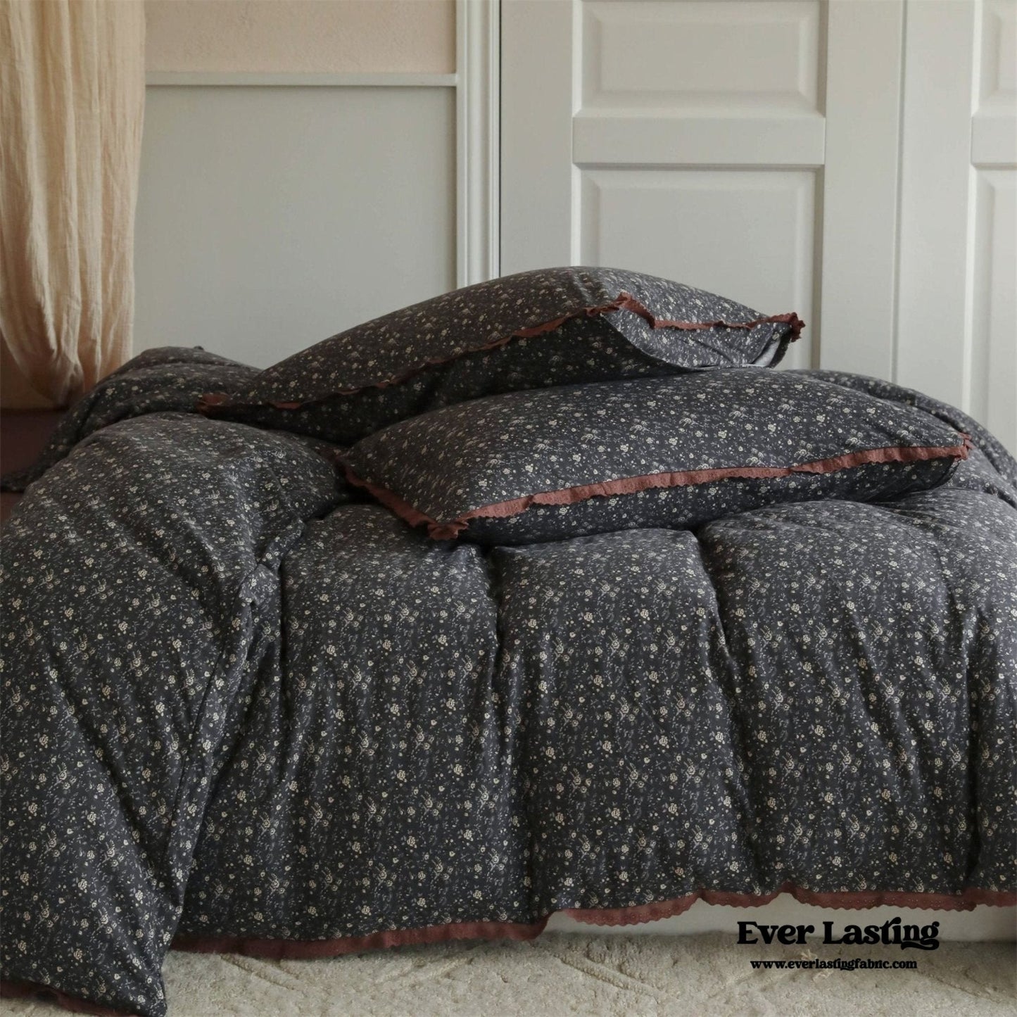 Anaya Rose French Vintage Bedding Set / Black + Brown