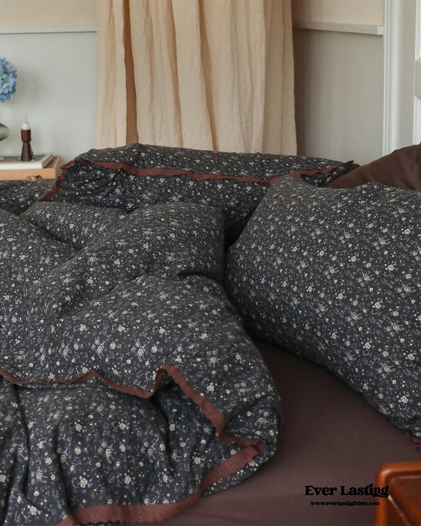 Anaya Rose French Vintage Bedding Set / Black + Brown