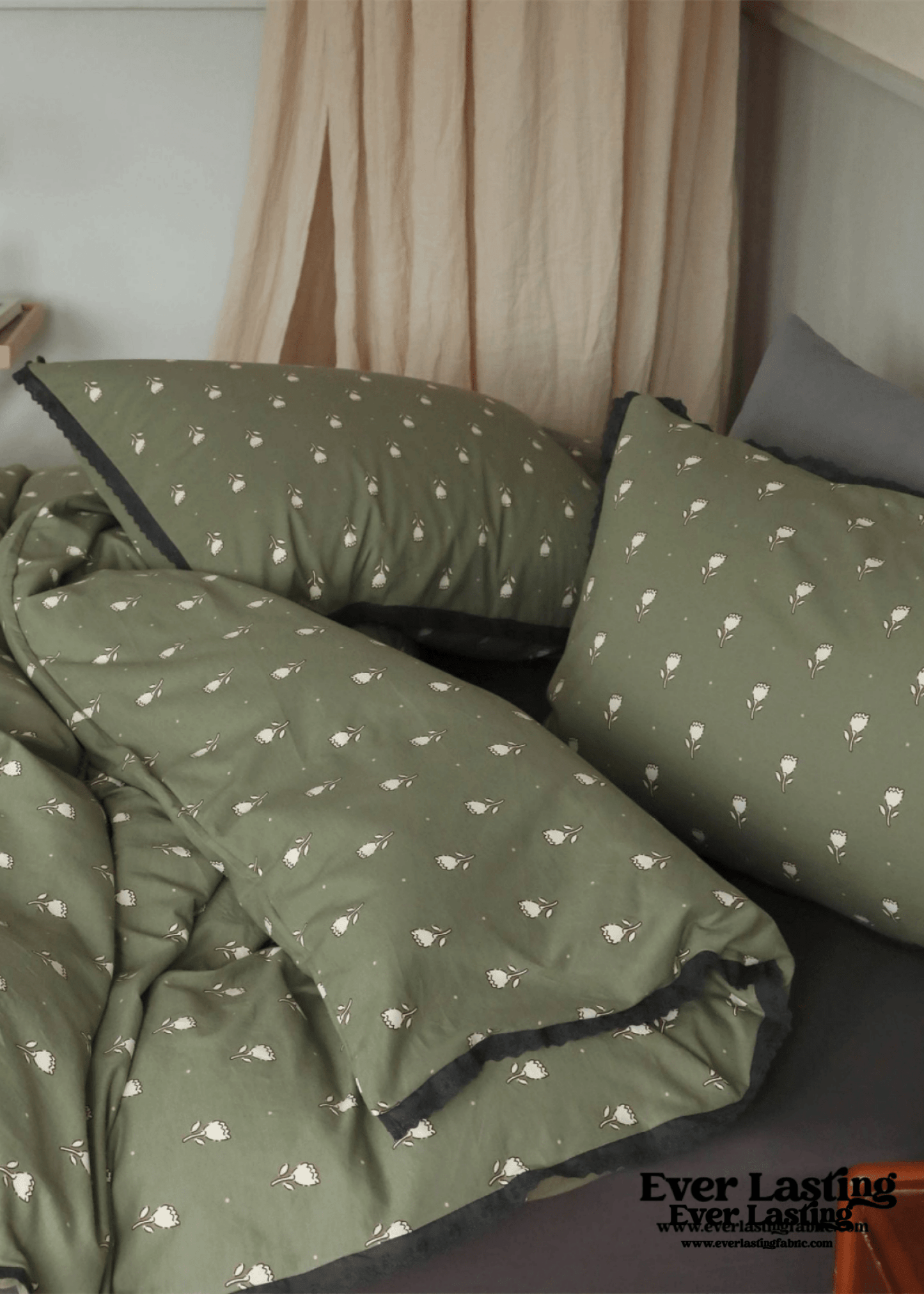Anaya Rose French Vintage Bedding Set / Green + Brown