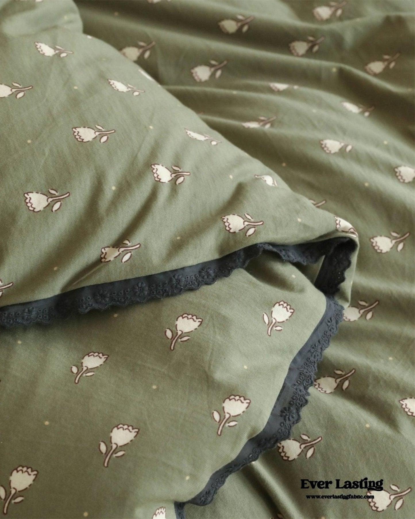 Anaya Rose French Vintage Bedding Set / Green + Brown