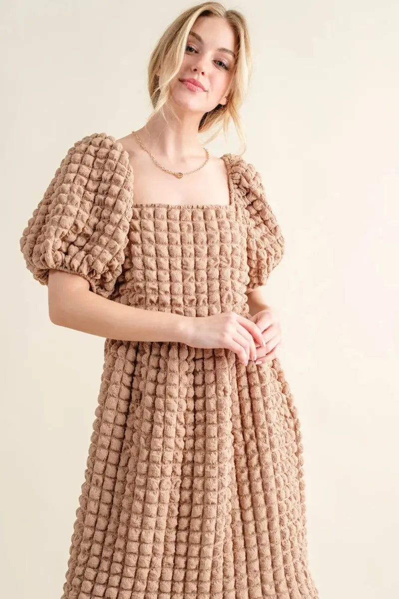 Dresses Trendsi And The Why Square Neck Puff Sleeve Dress - Full Size Women's Apparel