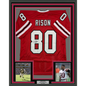 Framed Autographed/Signed Andre Rison 35x39 Atlanta Red Football Jersey Beckett BAS COA