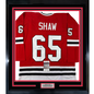 Framed Autographed/Signed Andrew Shaw 35x39 Chicago Red Hockey Jersey JSA COA