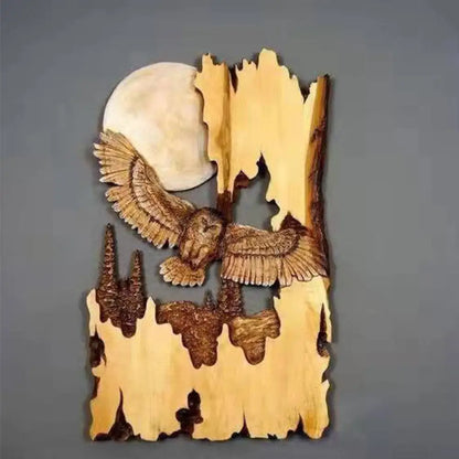 Animal Carving Handcraft Wall Hanging Wood Raccoon Bear Deer Hand-Painted