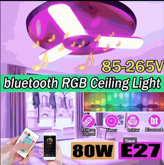 RGB Folding Bluetooth Music Lamp with Three Leaf Design