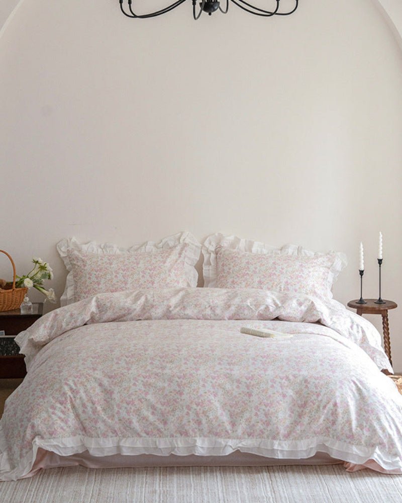 Annie Lace Ruffle Floral Bedding Set / Blue