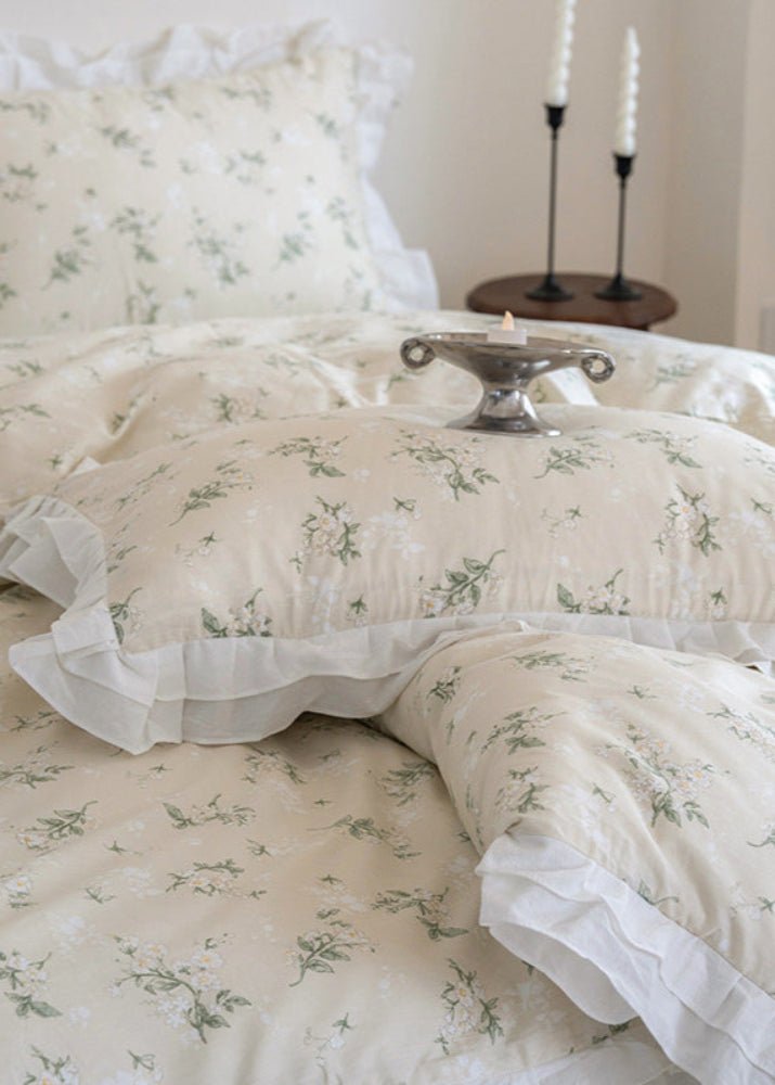 Annie Lace Ruffle Floral Bedding Set / Blue