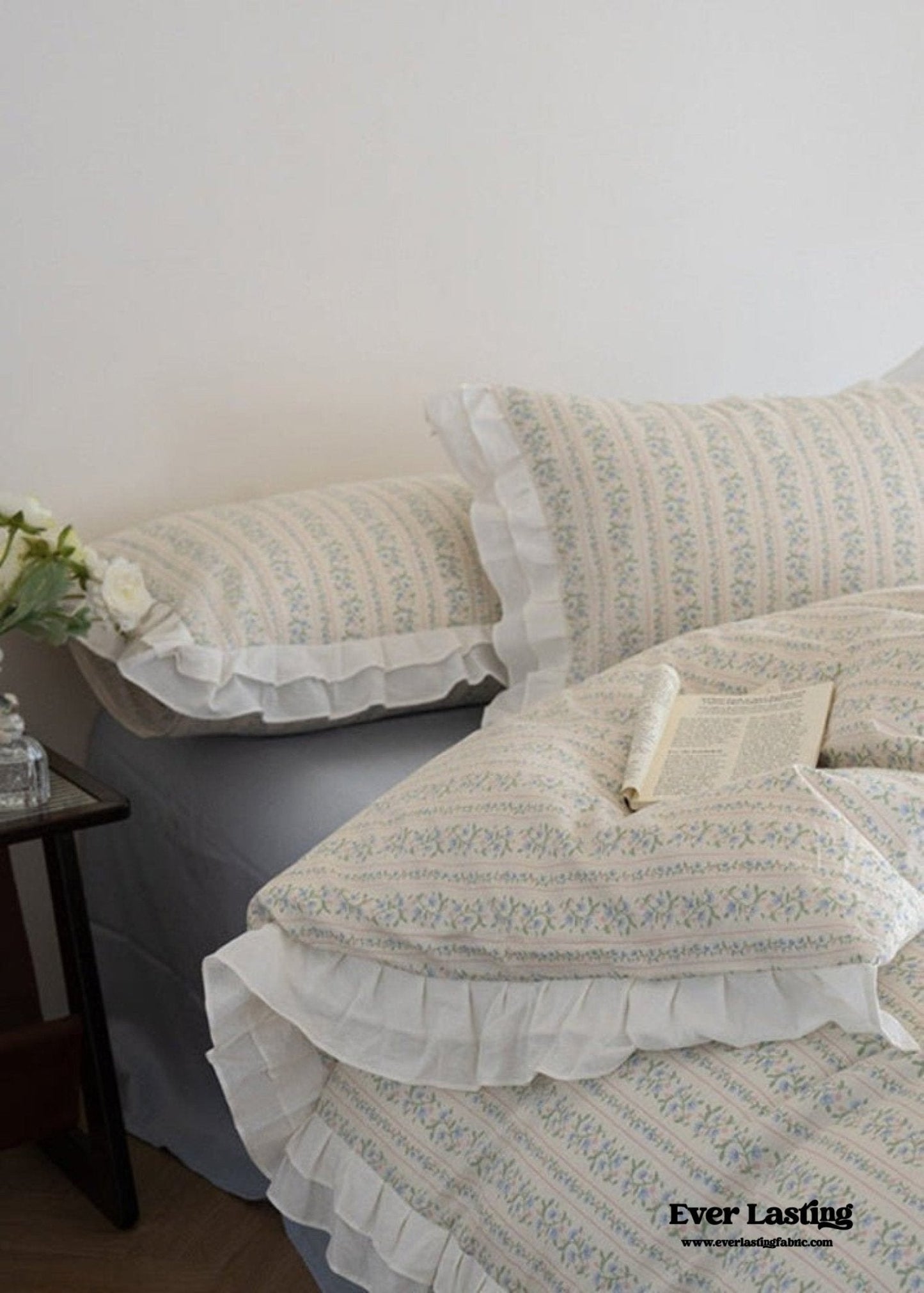 Annie Lace Ruffle Floral Bedding Set / Pink