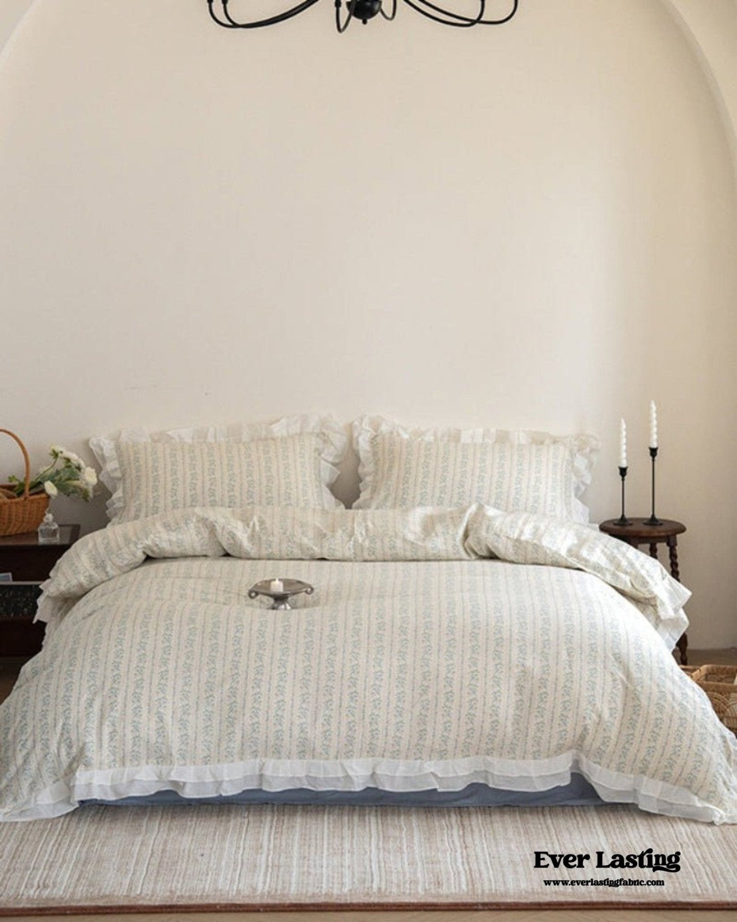 Annie Lace Ruffle Floral Bedding Set / Pink