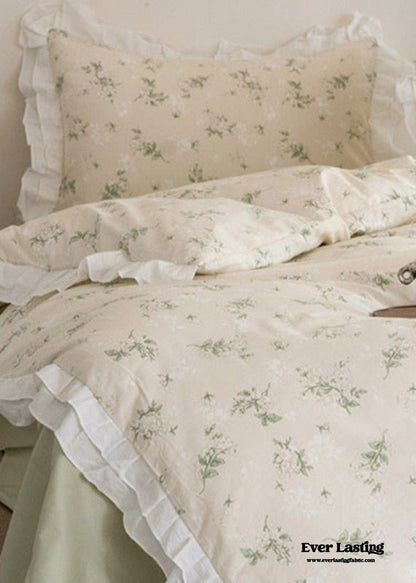 Annie Lace Ruffle Floral Bedding Set / Pink