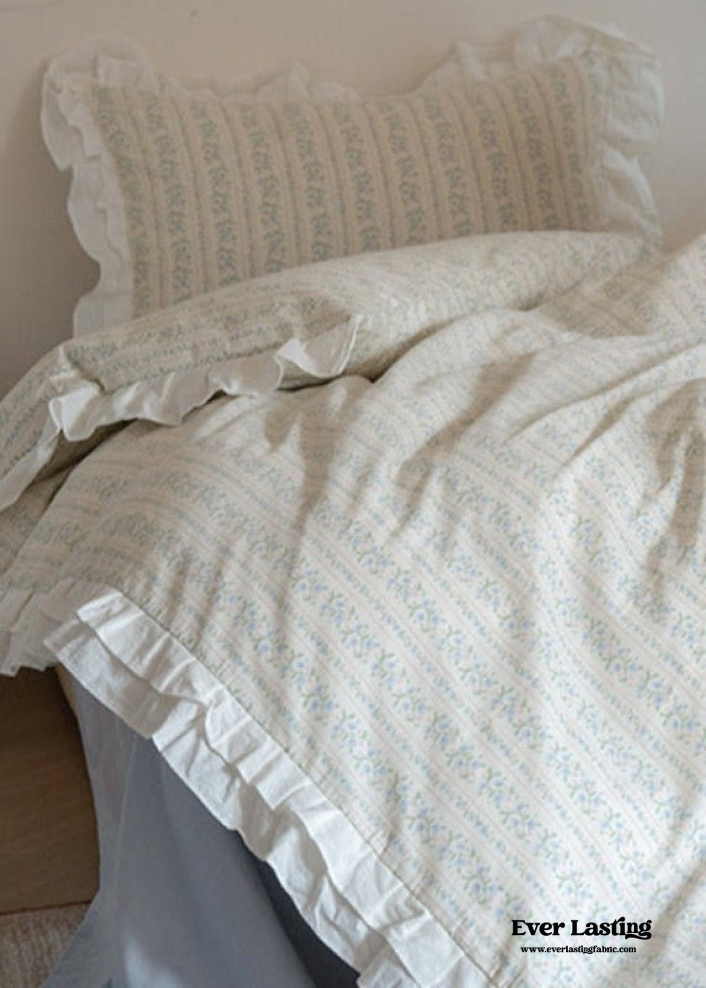 Annie Lace Ruffle Floral Bedding Set / Pink