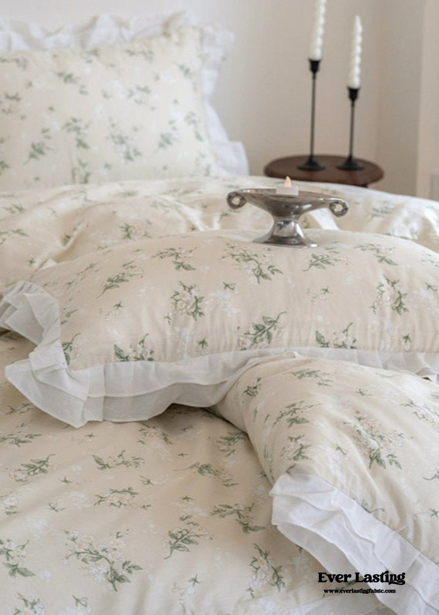 Annie Lace Ruffle Floral Bedding Set / Pink