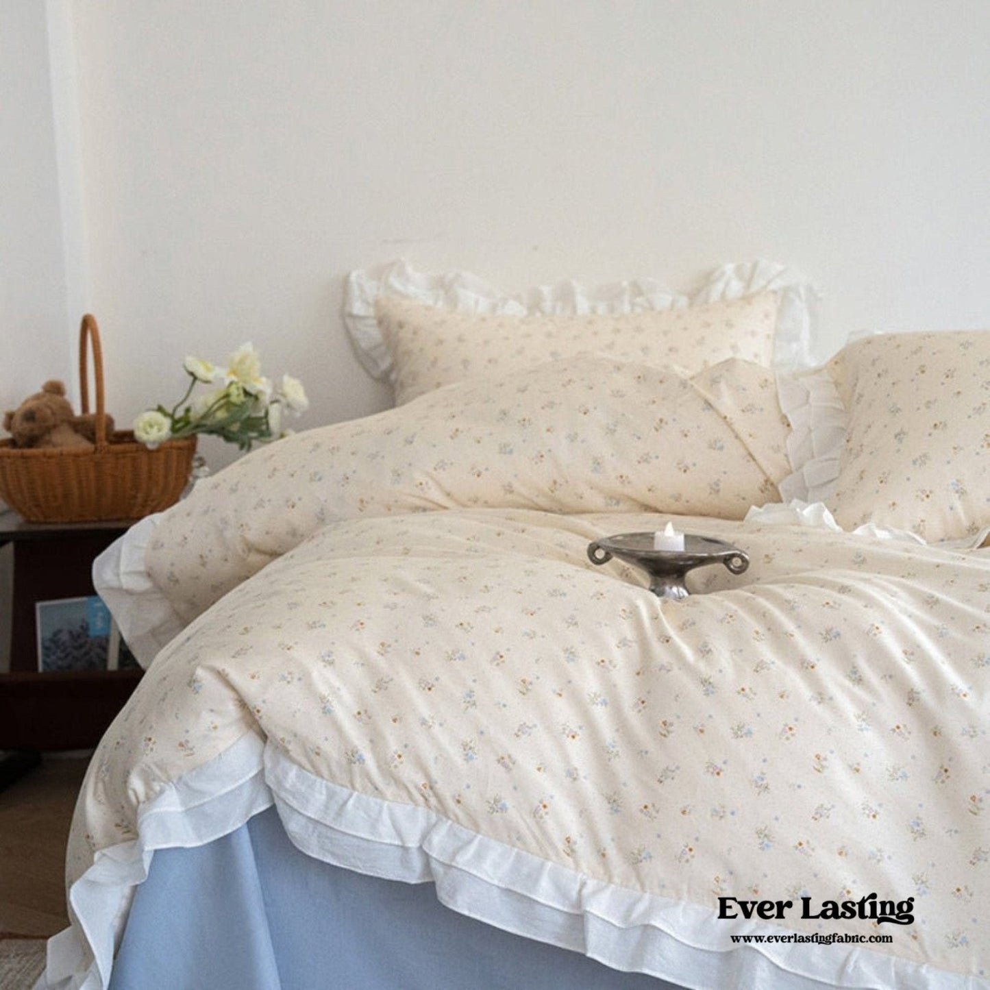 Annie Lace Ruffle Floral Bedding Set / Pink