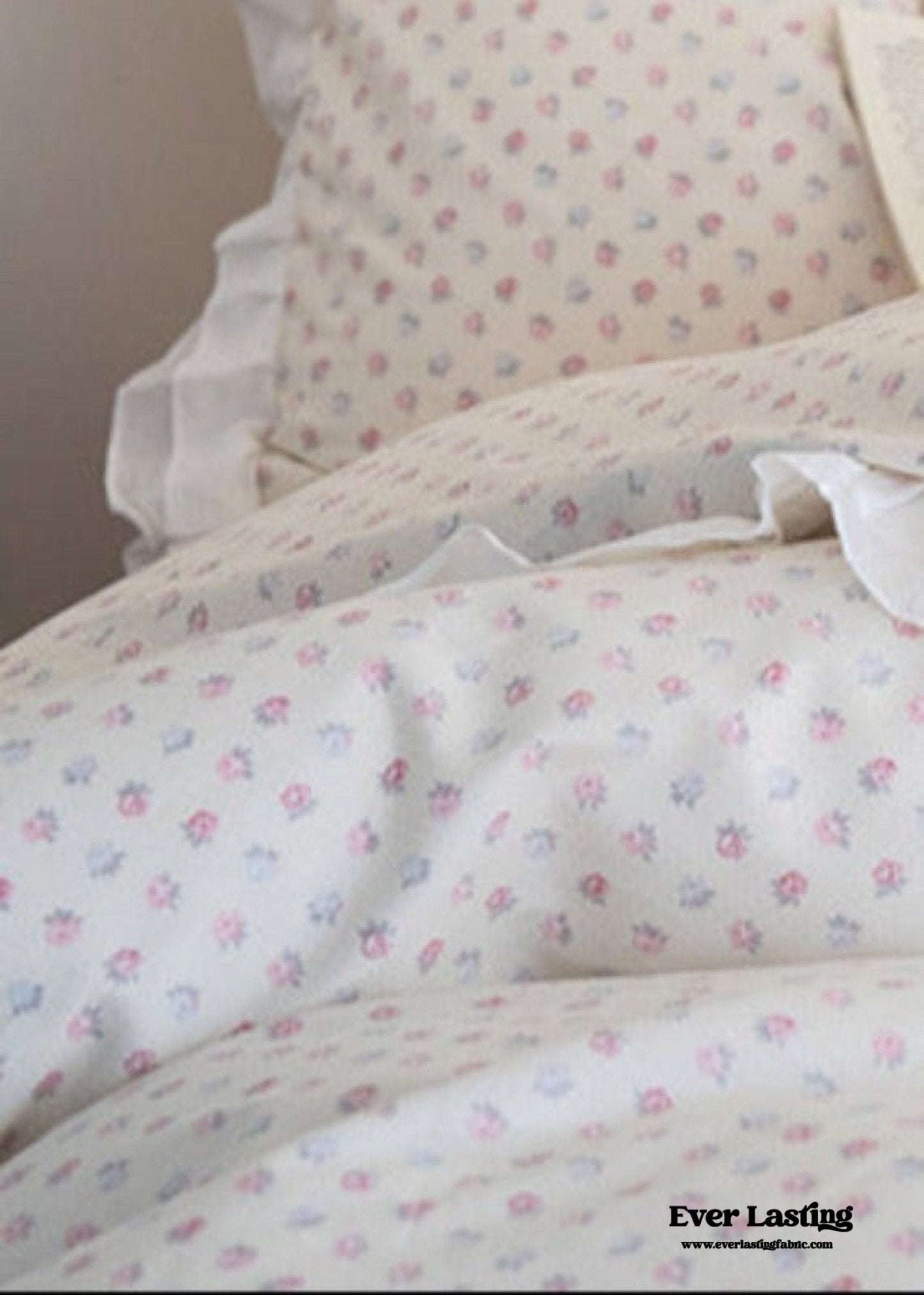 Annie Lace Ruffle Floral Bedding Set / Pink Beige